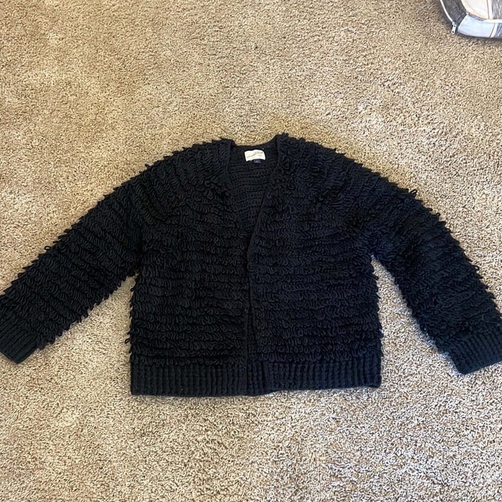 Black, thick, cardigan. Heavy knit sweater. Never been worn, new without tags.